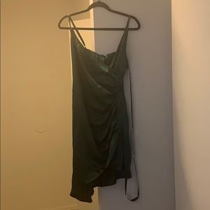 Emerald Green Wrap Formal Dress